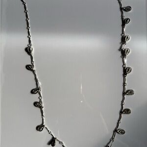 Vintage Crown Trifari Silver Tone Teardrop Fringe Necklace